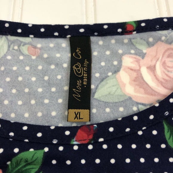 Mom & Co. Floral Navy Long Sleeve Maternity Top - Picture 5 of 9